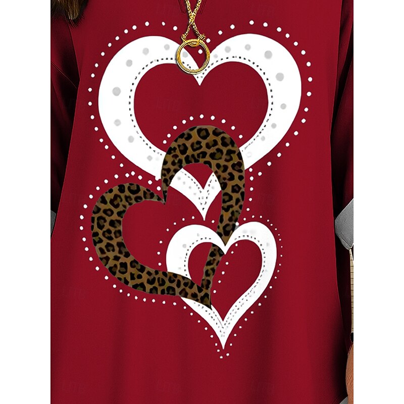 Women's Blouse Tunic V Neck Long Sleeve Boho Casual Tops Heart Graphic Geometric Elegant Stylish Regular Tops Daily Print Black White Yellow Red Blue3