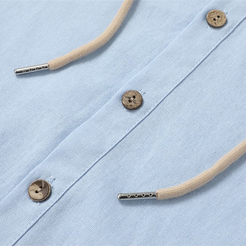 Men's Shirt Linen Shirt Beach Wear Button Up Shirt Hooded Shirt Plain Vacation Casual Black White Green Khaki Long Sleeve Hooded Spring & Summer Clothing Apparel Buttons4