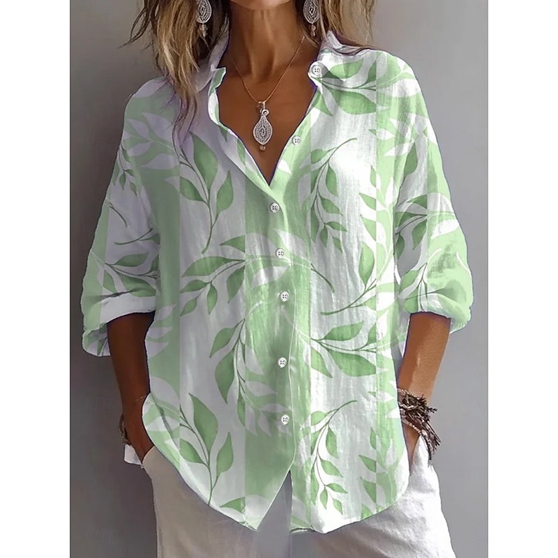 Women's Shirt Button Down Tunic Shirt Collar Long Sleeve Floral Graphic Daily Stylish Casual Regular Tops Daily Holiday s Print Yellow Blue Purple Green Spring3