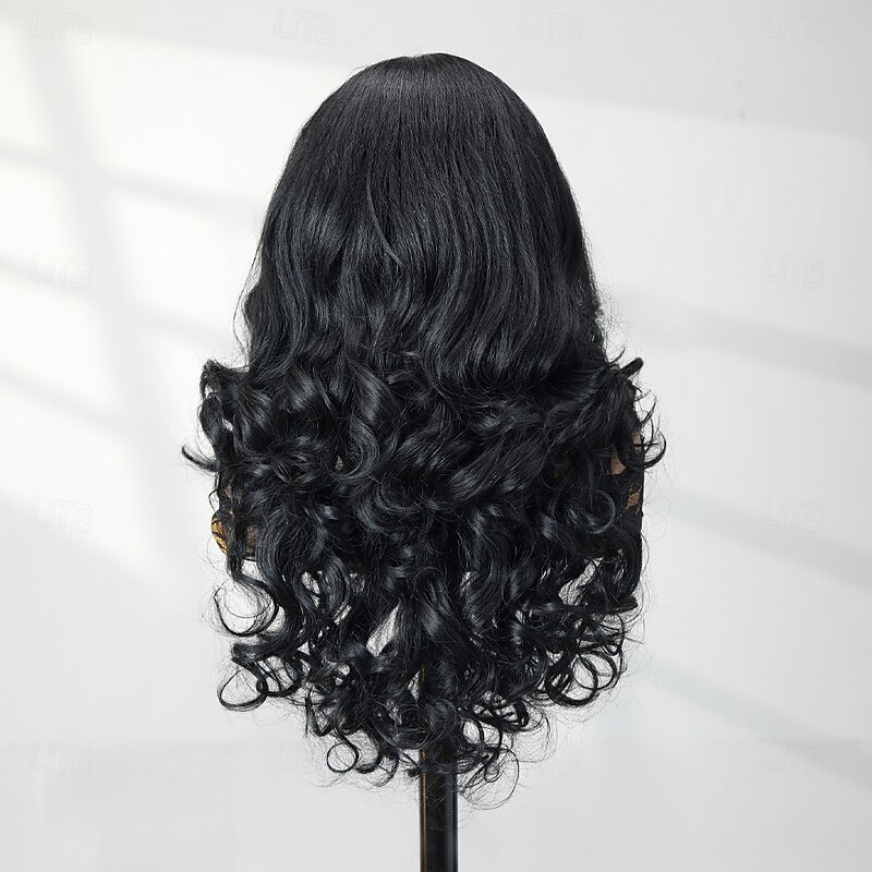 Synthetic Lace Wig Body Wave Style 22 inch Black Middle Part 13x6 Lace Front Wig Women's Wig Black4