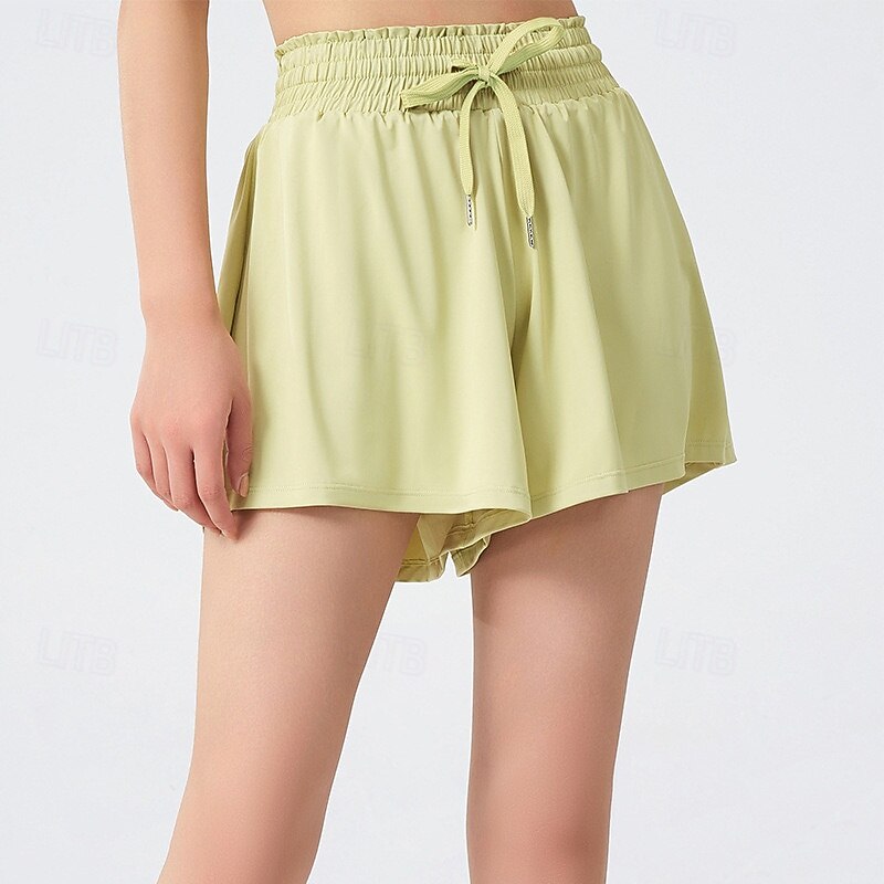 Women's Yoga Shorts Workout Shorts Drawstring Zipper Pocket Gym Pilates Running Bottoms Solid Color Black White Purple Sports Activewear Loose Fit2