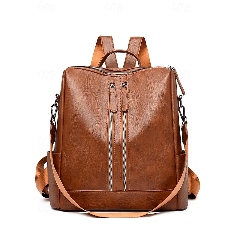 Women's Faux Leather Convertible Backpack Wallet - Multifunctional Anti-theft Shoulder Bag with Headphone Hole and Zipper Pocket for Daily School, Casual Travel and Work4