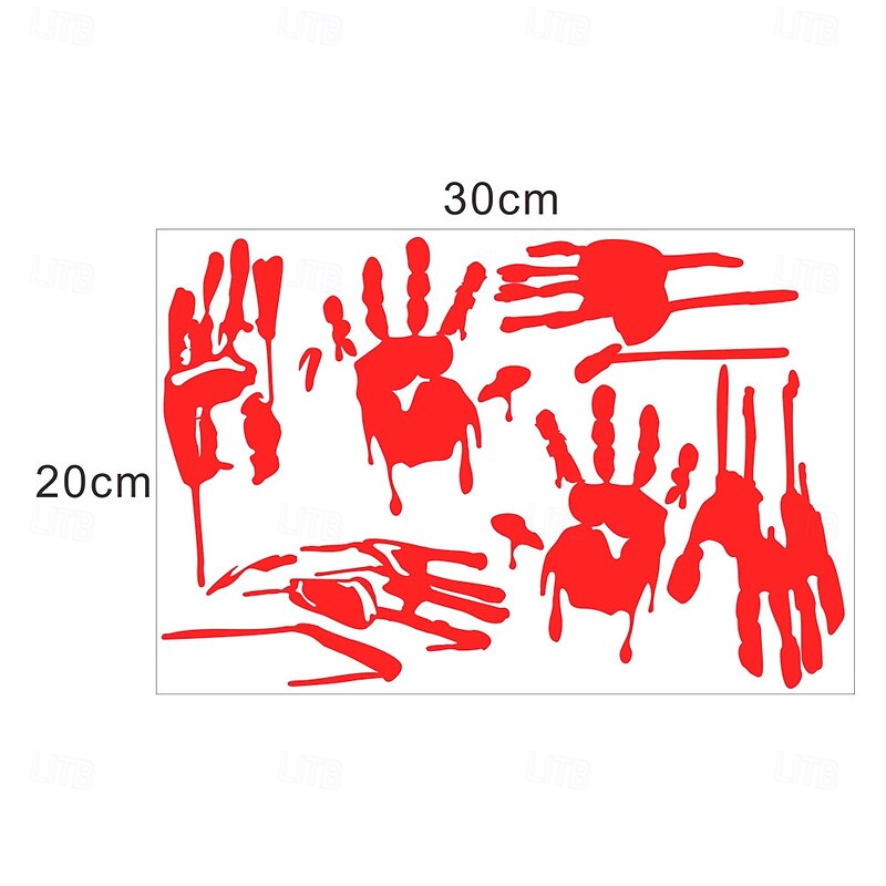 Halloween Sticker Glow in The Dark Bloody Handprint Wall Decal, Self-Adhesive Fluorescent Window Sticker for Glass Door, Party Decoration Removable Scary Clings3