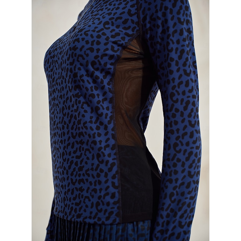 Women's Tennis Shirt Navy Blue Long Sleeve Shirt Ladies Golf Attire Clothes Outfits Wear Apparel4