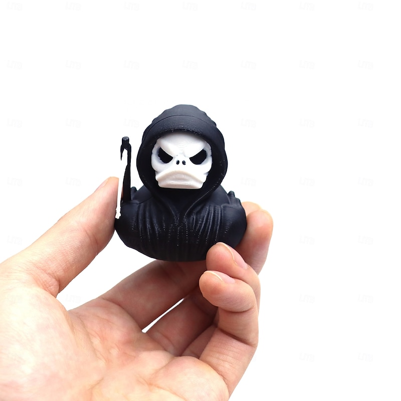 Halloween Grim Reaper Duck 3D Printed Figurine, Death Duck Ornament, Spooky Skeleton Duck Statue for Halloween Decor, Gothic Resin Reaper Duck Collectible Gift2