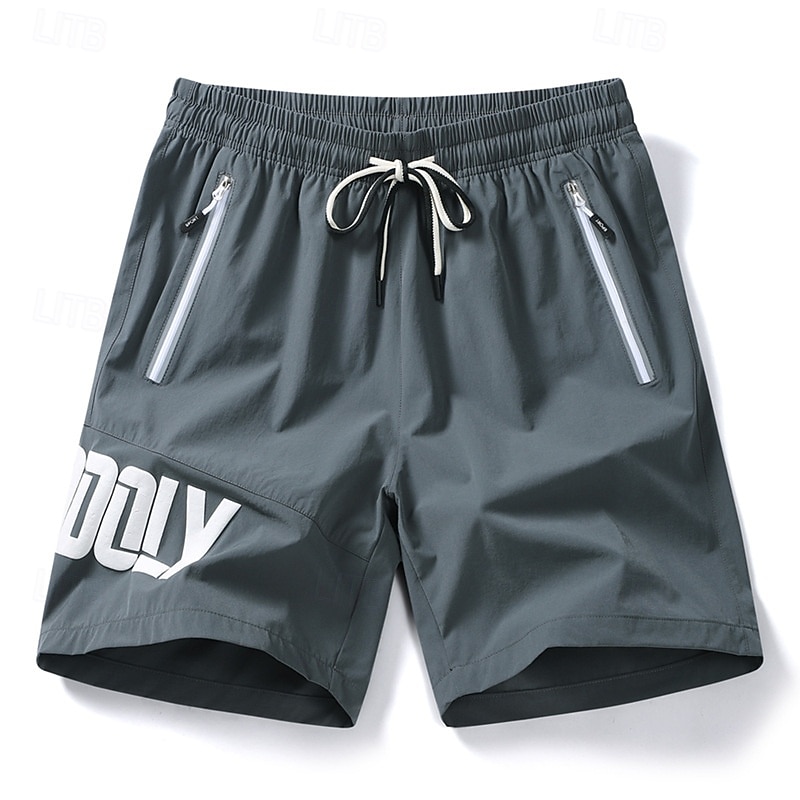 Men's Letter & Number Sports Shorts Tennis Shorts Drawstring Zipper Pocket Quick Dry Moisture Wicking Breathable Tennis Golf Pickleball Shorts Black Army Green Blue Tennis Clothing