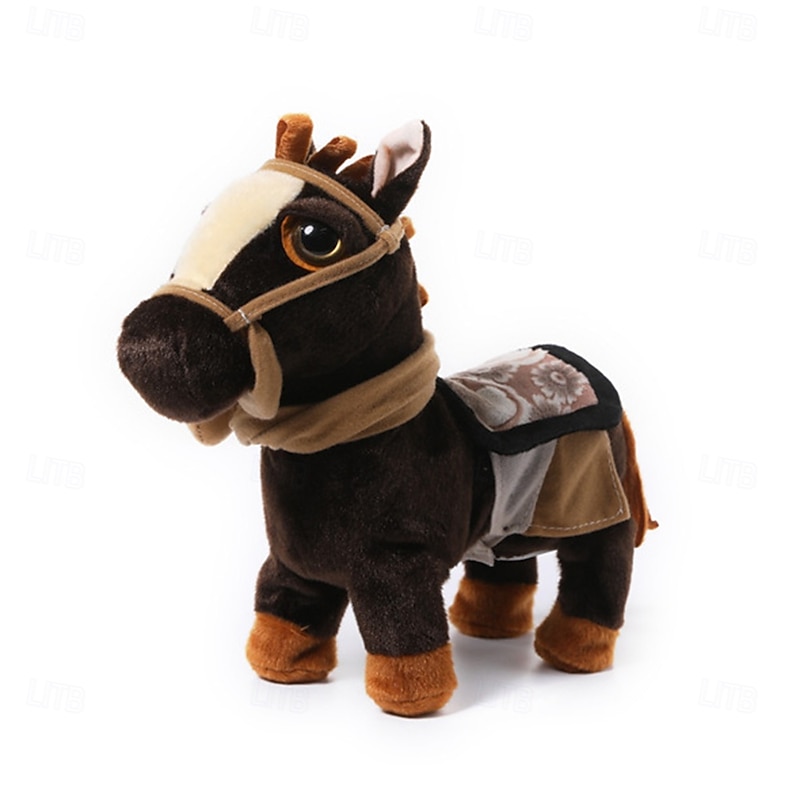 Walking Pony Toy Musical Singing Dancing Plush Interactive Walk Along Toy Horse with Leash Pony Robot Stuffed Animal for Boy Girl Ages 34