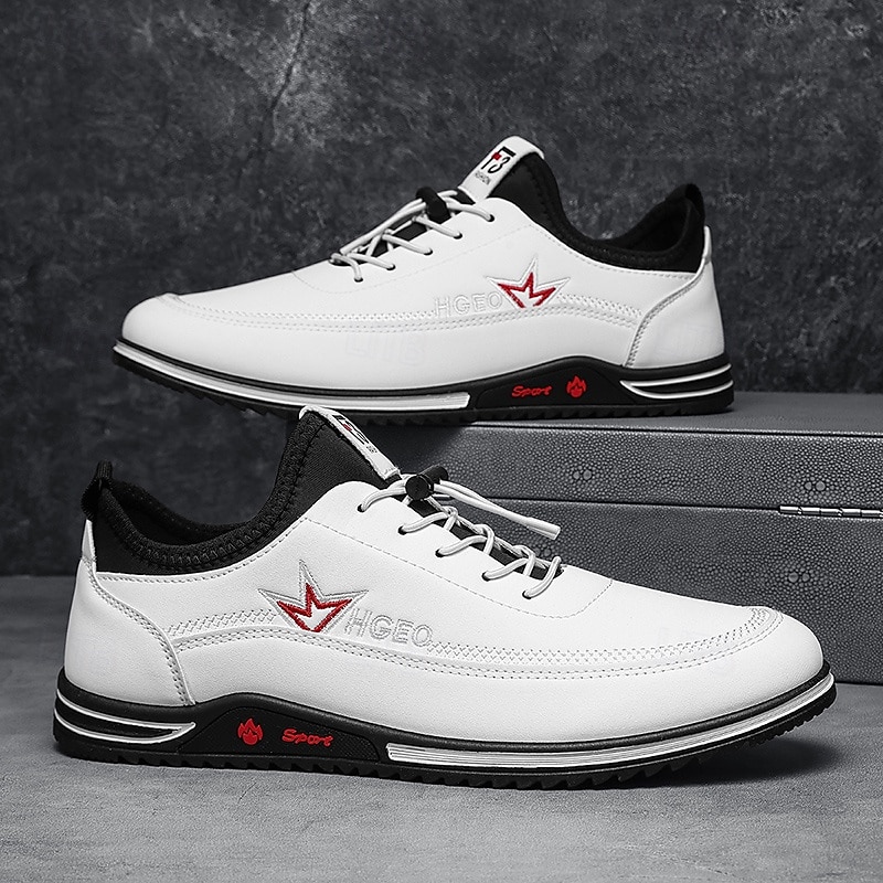 Men's White Lace-Up Sneakers with Red Detailing - Stylish and Durable, Perfect for Casual Outings, Sports and Everyday Wear3