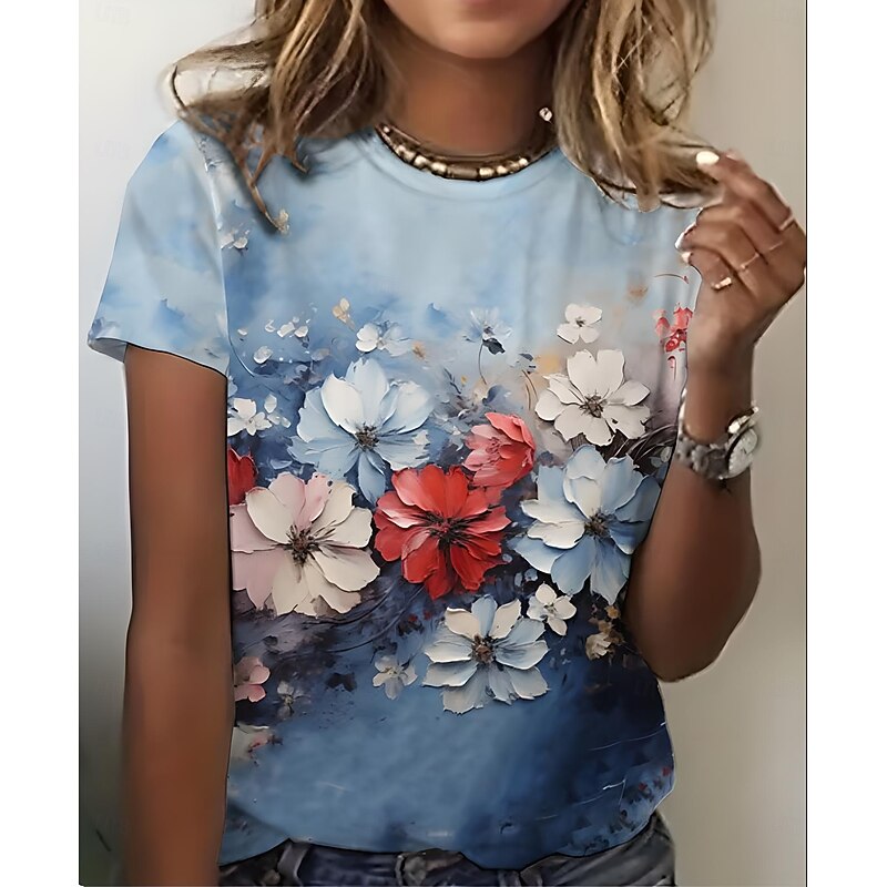 Women's Patriotic  T Shirt Graphic Flag American Flag Vintage Stylish Classic Short Sleeve Crew Neck Regular Tops Daily Weekend Print White Summer Spring4