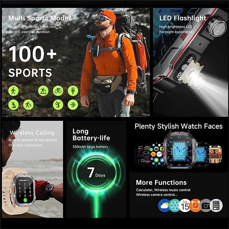 C40Pro Sport Smartwatches Flashlight Ultra Large Screen Voice Assistant Music Control Smart Watch Custom Dial Wrist Watches3