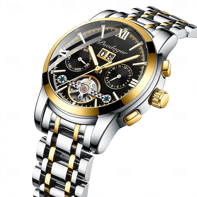 Business Watch Men Automatic Mechanical Tourbillon Watch Luxury Fashion Stainless Steel Sport Watches3