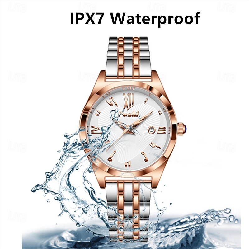 Fashion Women's Quartz Watch with Circular Dial Roman Novelty Digital Quartz Watch PX7 Waterproof Strap Calendar Stainless Steel Strap Women's Business Watch The Best Choice for Gifts4