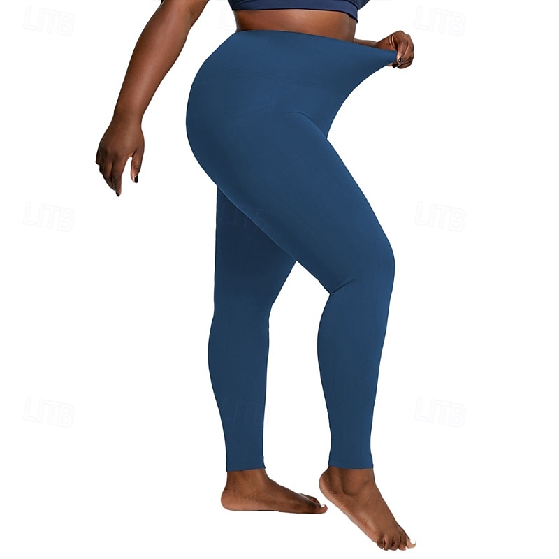 Women's pilates leggings sport pants Yoga Leggings Pocket Lightweight Pilates Gym Running Pants Solid Color Black Dusty Rose Burgundy Spandex Plus Size Sports Activewear Micro-elastic3