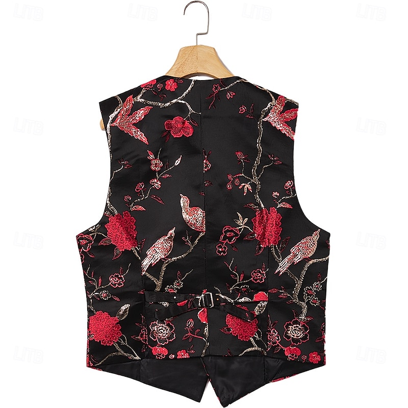 Men's Wedding Tuxedos Party Black+beige Navy Blue Jacquard Slim Fit 3 Piece Single Breasted One-button4