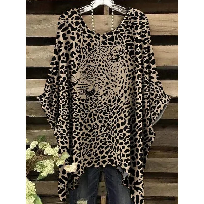 Women's Boho Shirt Graphic Abstract Elegant Bohemia Active Short Sleeve Batwing Sleeve Crew Neck Regular Tops Daily Holiday Beach Wear Light Brown Blue Purple Green Red / Blue Summer Spring