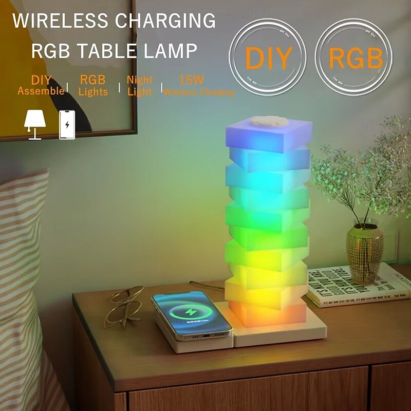 LED Desk lamp with wireless charger and dimmable touch control lamp for bedroom and office lamp4