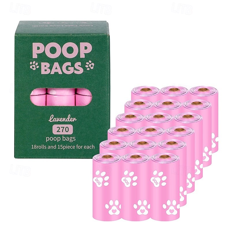 New Environmentally Friendly Recyclable Dog Poop Bag Portable Storage Bag With Hands-Free Clip Pet Waste Bag 18 Rolls2