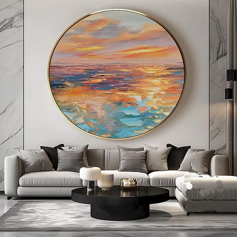 Ocean Wall Art Golden Sunset Oli Painting Handmade Abstract Seascape Canvas Oil Paintings Large Salon Home Decoration Picture3