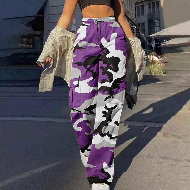 Women's EU / US Size Straight Casual / Sporty Athleisure Full Length Natural Patchwork Azure Wine Depression Green Spring Grass Green Spring, Fall, Winter, Summer4
