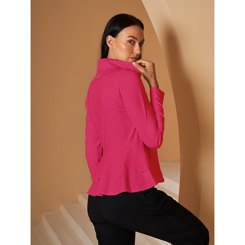 Women's Golf Jacket Lake blue Red Burgundy Long Sleeve Top Ladies Golf Attire Clothes Outfits Wear Apparel4