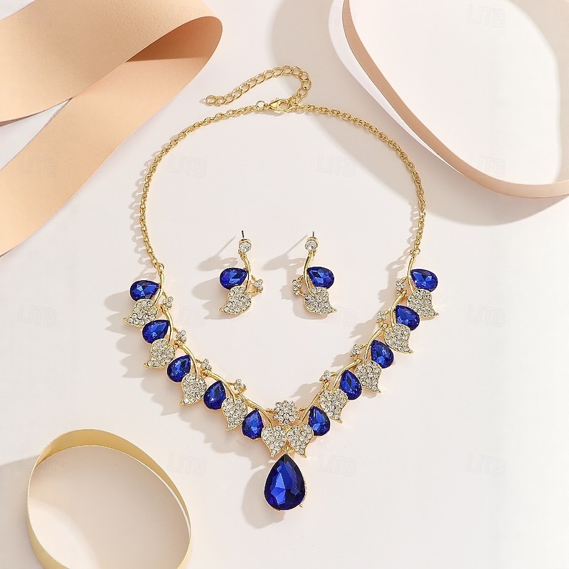 Bridal Jewelry Sets Two-piece Suit Cubic Zirconia Rhinestone 1 Necklace Earrings Women's Elegant Vintage Luxury Cute Fancy Leaf Blessed irregular Jewelry Set For Wedding Party Party Evening Wear2