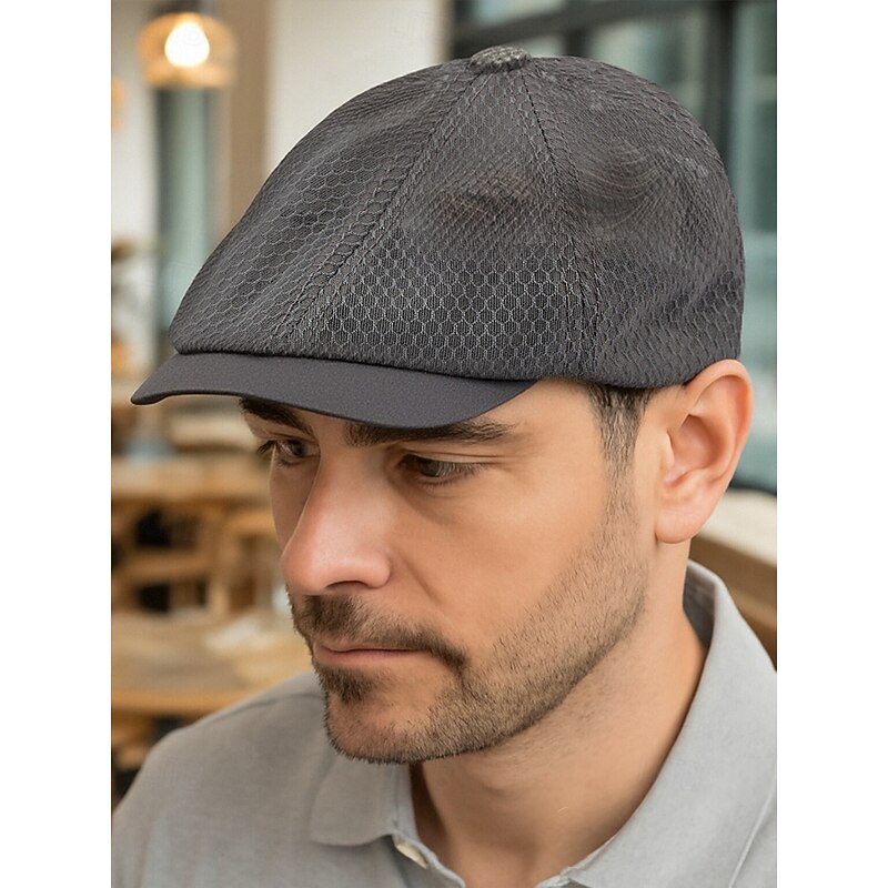 Men's Breathable Mesh Newsboy Hat – Lightweight Summer Flat Cap with Classic Ivy Style for Outdoor Activities and Casual Wear - Main Image