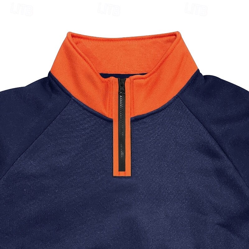 Men's Sweatshirt Quarter Zip Sweatshirt Black Navy Blue Camel Light Grey Dark Gray Half Zip Color Block Sports & Outdoor Daily Holiday Polyester Streetwear Basic Casual Spring Autumn / Fall Clothing4