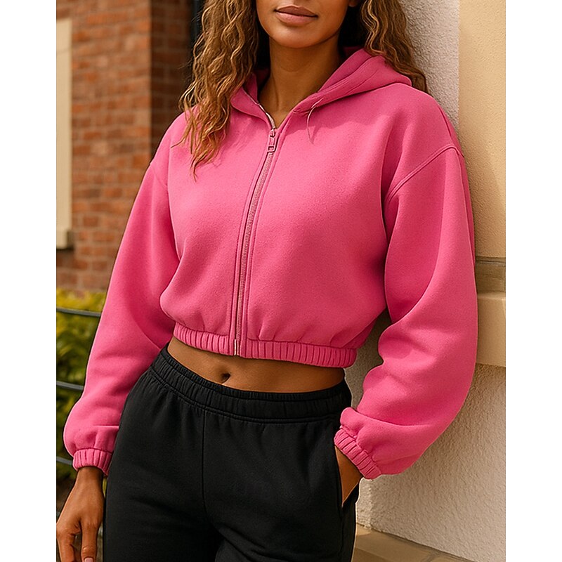 Women's Running Top Sports Sweatshirt Zipper Pocket Long Sleeve Top Athleisure Fall Solid Colored Windproof Gym Workout Training Running Sportswear Activewear Black White Pink4