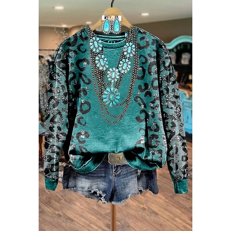 Women's Pullover Sweatshirt Floral Graphic Warm Vintage Fashion Long Sleeve Crew Neck Regular Tops Street Dailywear Casual Print Red Blue Fuchsia Brown Green Spring Fall Winter