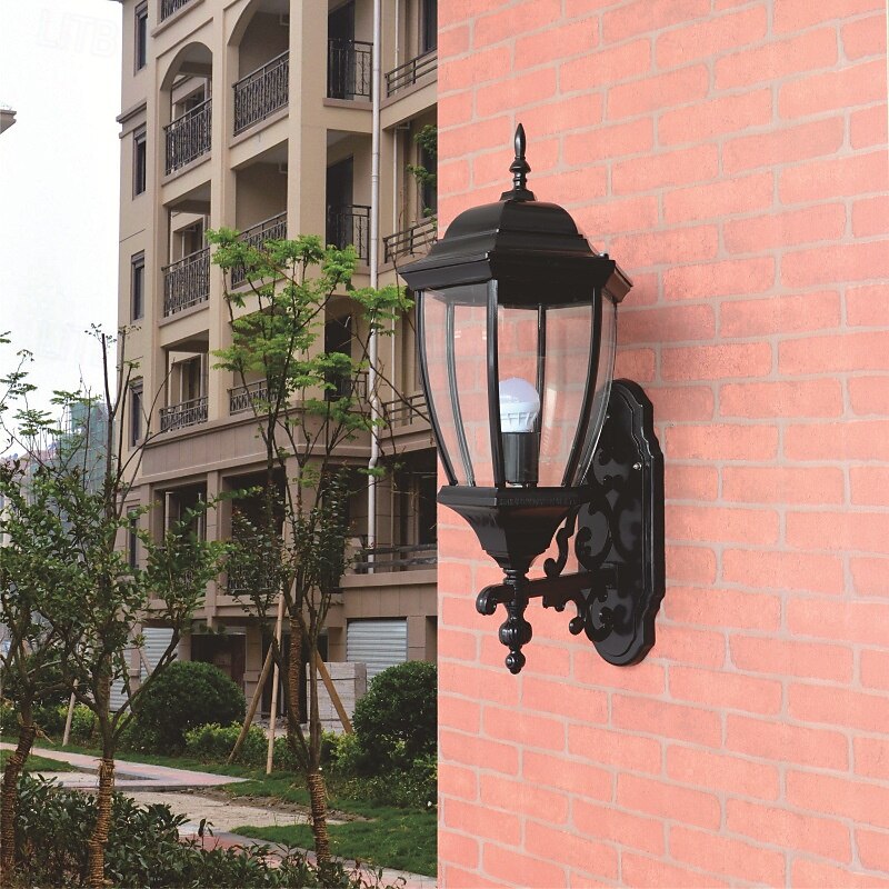 Farmhouse Black Outdoor Light Fixtures Wall Mount Round Base Front Porch Lighting Matte Antique Bronze Wall Sconces Waterproof Exterior Wall Lanterns for Patio House Backyard Door4