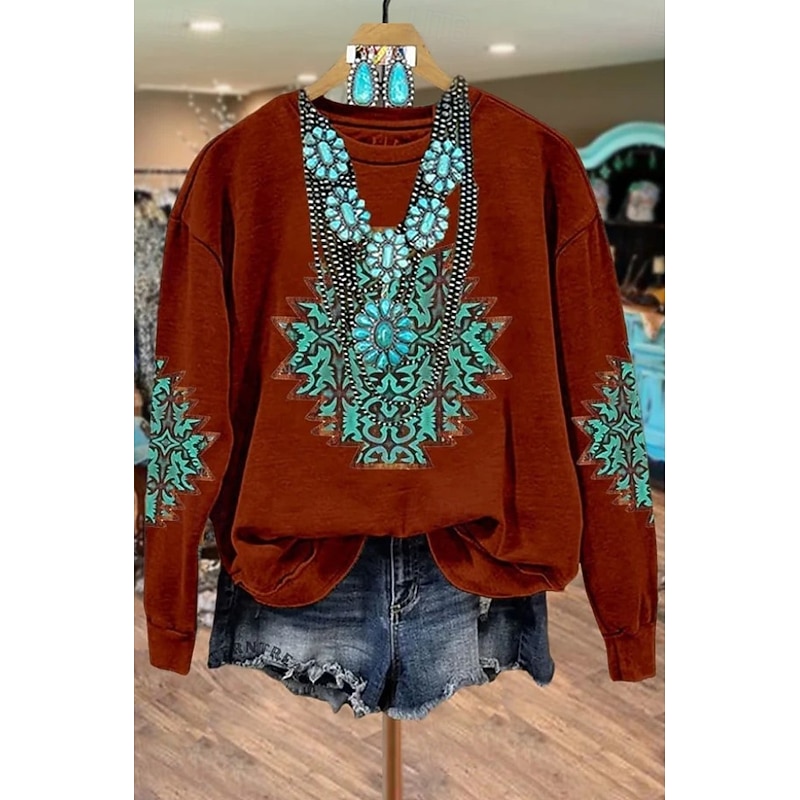 Women's Pullover Sweatshirt Floral Graphic Warm Vintage Gothic Lolita Long Sleeve Crew Neck Regular Tops Street Dailywear Casual Print Light Pink Red Brown Green Beige Spring Fall Winter2