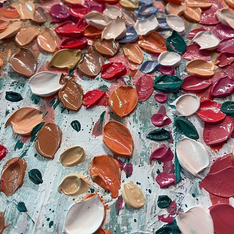 Mintura Handmade 3D Abstract Red Flower Oil Paintings On Canvas Modern Wall Art Room Decoration Texture Picture For Home Decor Rolled Frameless Unstretched Painting3