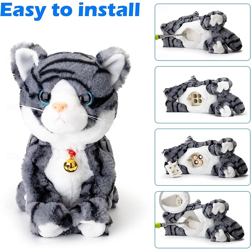 Interactive Electronic Plush Toy - Upgrade with LED Light Eyes Animated Sound Control Electronic Pet Robot Cat Kitten Toys Gifts for Boys & Girls Kids Birthday Christmas2
