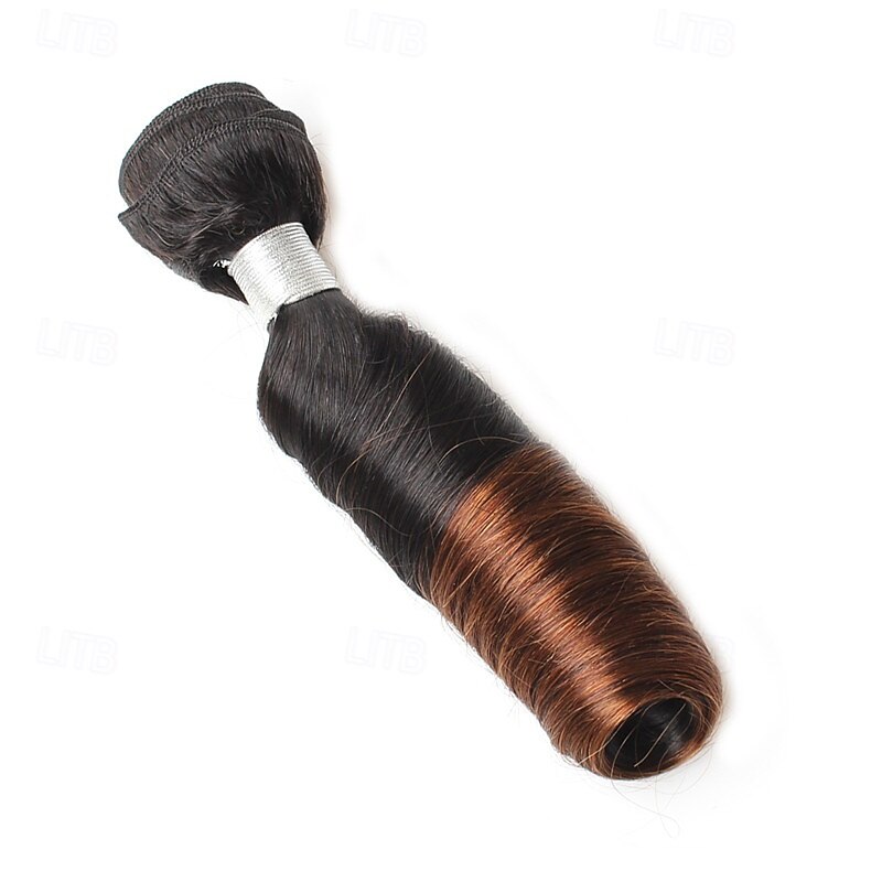 1 Bundle Of Human Hair T1B/4# Color Spring Curly Wave Human Hair 12-24 Inches3