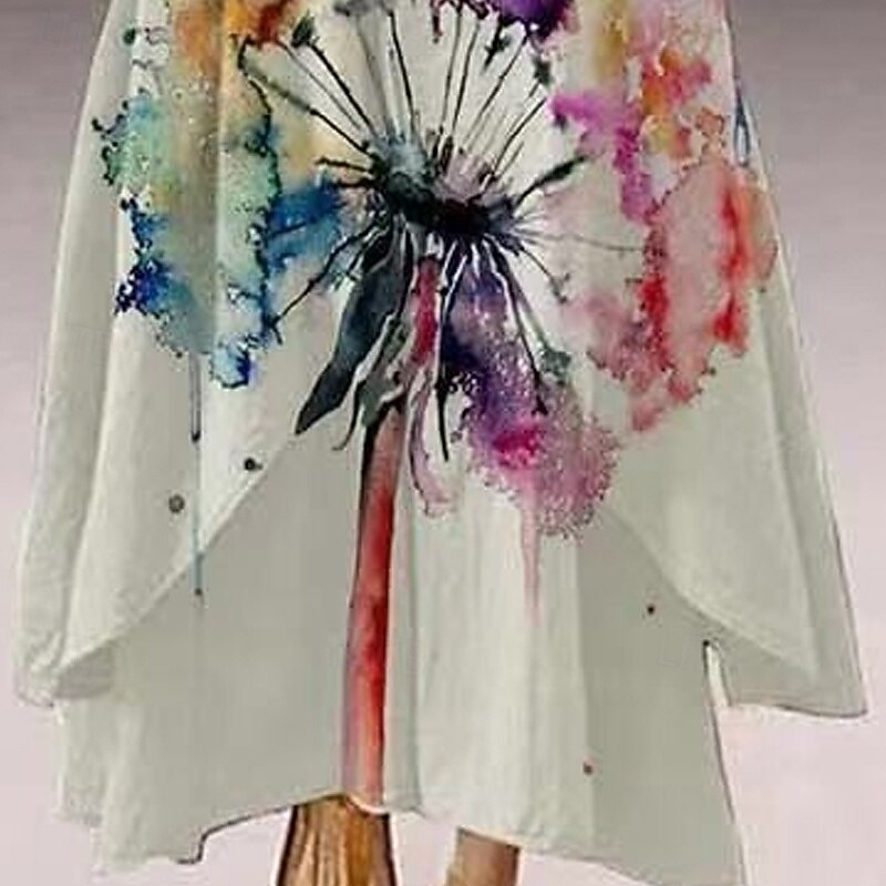 Women's Long Dress Maxi Dress Casual Dress Print Dress Elegant Fashion Classic Outdoor Vacation Holiday Regular Fit Flower Long Sleeve V Neck White Purple Fall2