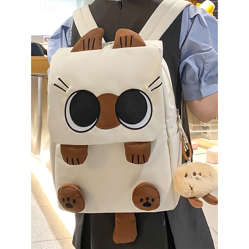 Cute Cat Ears Waterproof Backpack for Girls – Kawaii School Bag with Plush Keychain for Teens, College Students and Daily Use2