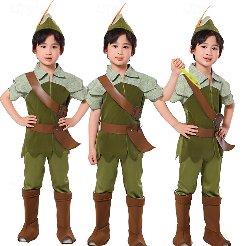 Elf Halloween Outfits Costume Fairy Tail Peter Pan & Wendy Storybook Characters Kid's Boys' Halloween Carnival World Book Day Performance Educational Dress Up School Event Dress Up Easy Halloween