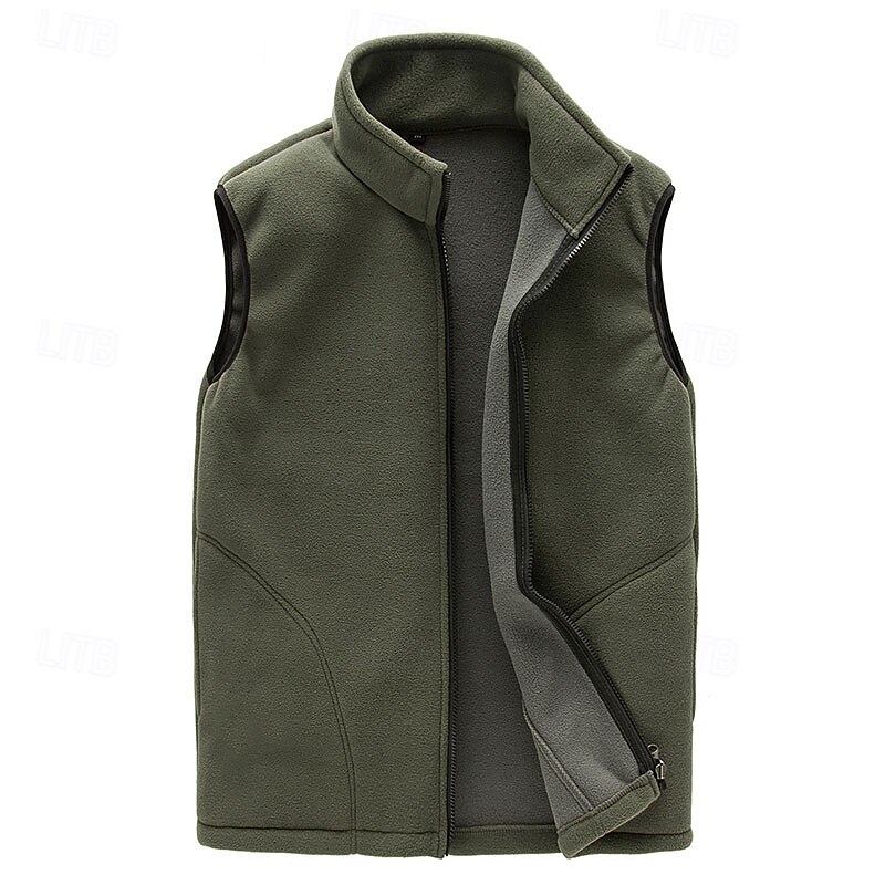 Men's Hiking Vest Hiking Fleece Vest Sleeveless Vest Outdoor Thermal Warm Winter Zipper Polyester Black Army Green Red Fishing Climbing Camping / Hiking / Caving4
