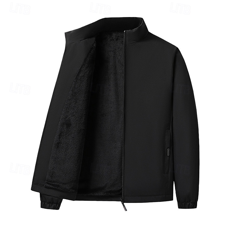 Men's Windbreaker Hiking Jacket Hiking Fleece Jacket Winter Outdoor Thermal Windproof Fleece Jackets Black Blue Grey3