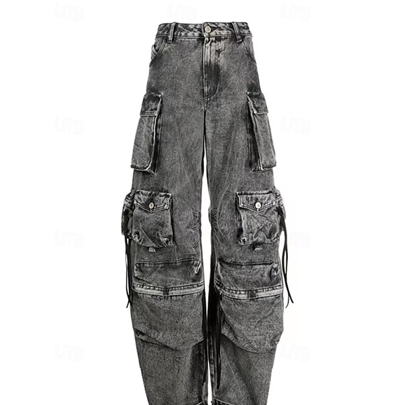 Women's Cargo Pants Fashion Streetwear Full Length Natural Plain Pocket Outdoor Comfortable Street Daily Wear Black Grey Blue Light Grey Fall Regular Fit2