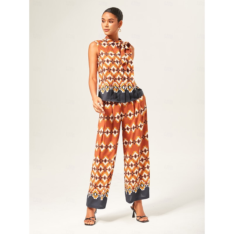 Geometric Rayon Wide-Leg Pants2