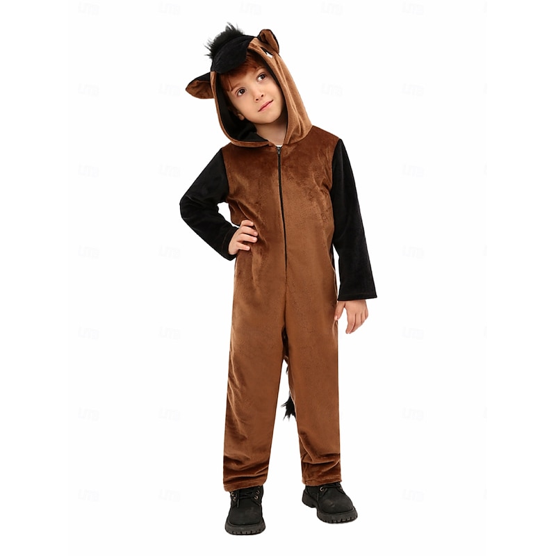 Horse Pony Halloween Kigurumi Pajamas Onesies Fairy Tail Animal Cosplay Kid's Boys' Girls' Halloween Carnival World Book Day Performance Educational Dress Up School Event Dress Up Easy Halloween
