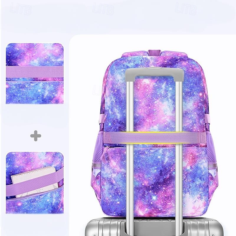 Kids Galaxy Print School Backpack – Multi-Compartment Large Capacity Bookbag with Pencil Organizer and Water Bottle Holder for Girls and Boys4
