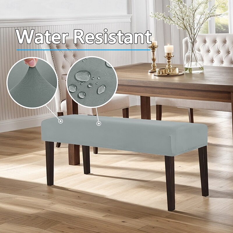 Waterproof Resistant Covers for Dining Room, Stretch Jacquard Bench Slipcover Anti-Dust Removable Washable Chair Seat Slipcovers Protector2
