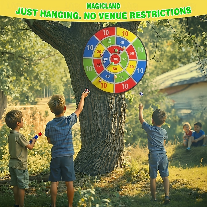29 Large Dartboard Set - Includes 12 Colorful Sticky Darts Foldable & Portable Perfect for Indoor/Outdoor Fun Family Bonding & Enhancing Hand-Eye Coordination Ideal Gift for Youngsters