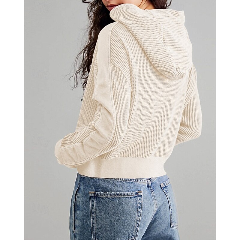 Women's Hoodie Outdoor Jacket Sports Top Zipper Pocket Long Sleeve Top Athleisure Fall Solid Colored Thermal Warm Windproof Wick Moisture Tennis Golf Running Sportswear Activewear Amethyst Black Army4