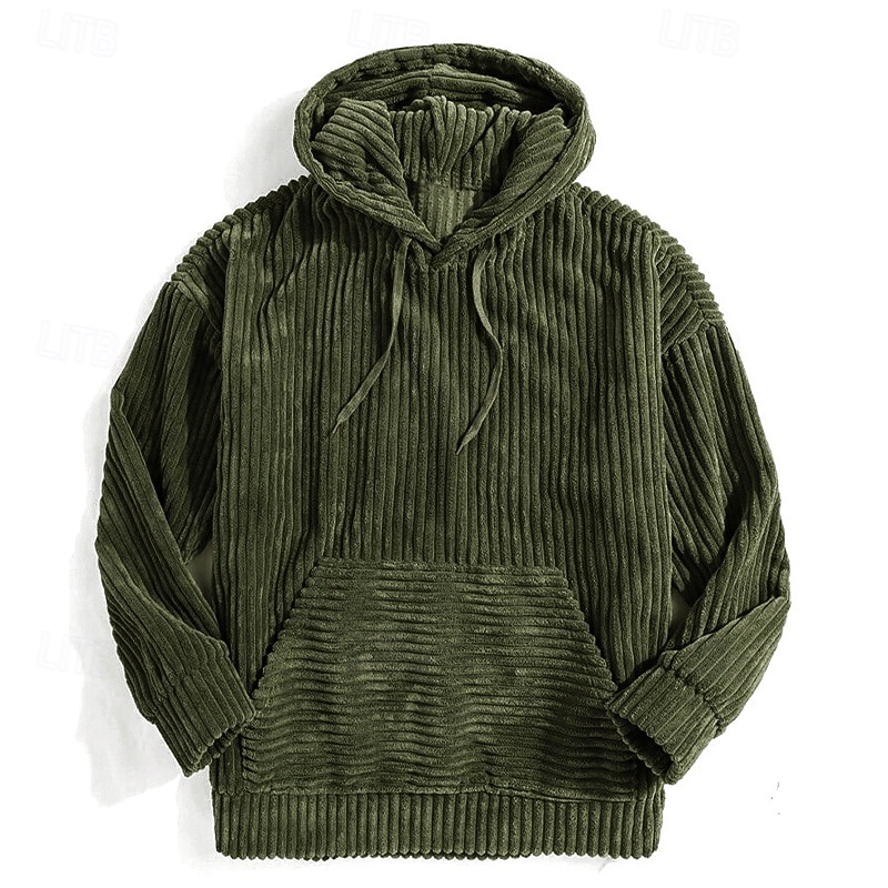 Men's Hoodie Corduroy Pullover Hoodie Sweatshirt Navy Blue Blue Camel Orange Brown Hooded Plain Textured Sports & Outdoor Casual Daily Streetwear Cool Sportswear Winter Clothing Apparel Hoodies3
