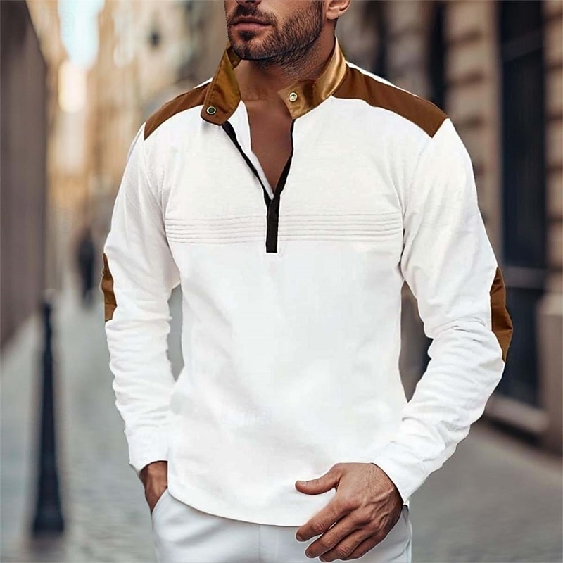 Men's Sweatshirt Black White Pink Red Blue Standing Collar Plain Color Block Quarter Zip Sports & Outdoor Casual Daily Streetwear Cool Sportswear Fall & Winter Clothing Apparel Hoodies Sweatshirts