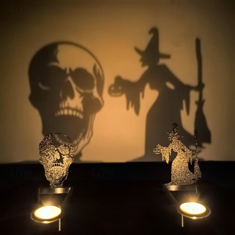Halloween Shadow Stand Candle Holder, Fun Creative Candle Display Decor for Halloween Party, Spooky Tabletop Decoration