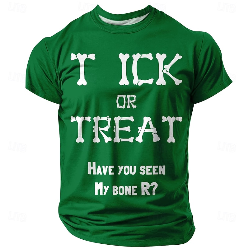 Men's Funny Halloween Pun Graphic T-Shirt - 'Trick or Treat Have You Seen My Bone R?' Short Sleeve3